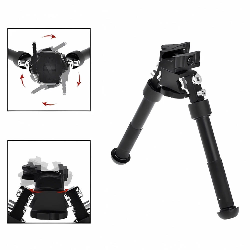 Mifhnby Rifle Bipod Mlok Picatinny Quick Detach Head met 360 graden draaibare 6 verstelbare hoogtes Bipod Zwart