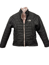 The North Face Girls Reversible Mossbud Swirl Pink Fleece Puffer Coat, S 7/8