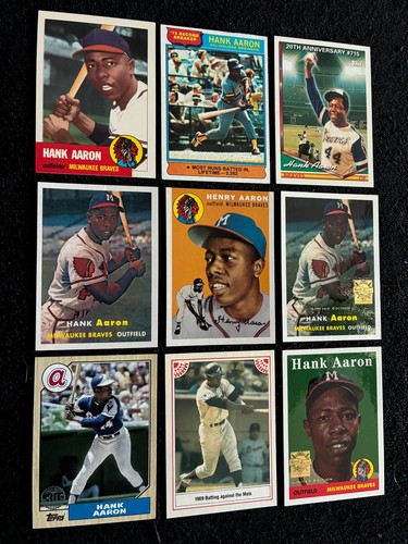 ( 9 ) Hank Aaron Baseball Lot 1976 Topps RB - Others are Reprints ++