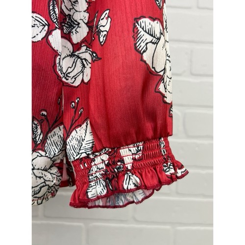 Blusa Top Mangas Largas Borde Floral Manzanas Manzanas Rojo Blanco Talla Grande NUEVA SIN ETIQUETAS - Imagen 4 de 7