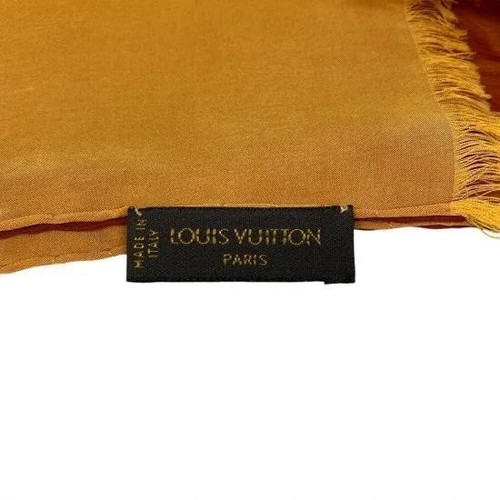 Auténtica bufanda Louis Vuitton seda monograma patrón amarillo naranja 160 x 45 cm - Imagen 7 de 24