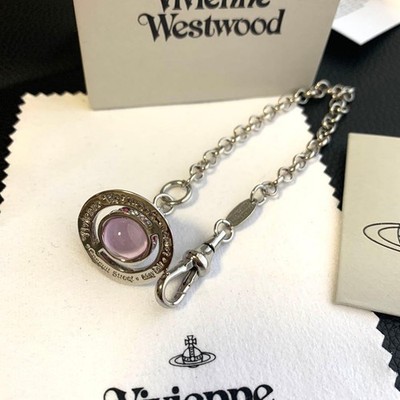 Vivienne Westwood Bracelet Tiny Orb 17cm Silver Pink w/Pouch NO