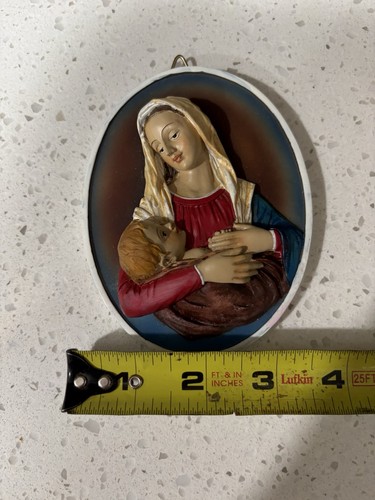 Vintage Wandbehang Plakette Jungfrau Maria Madonna und Jesuskind - Bild 4 von 12