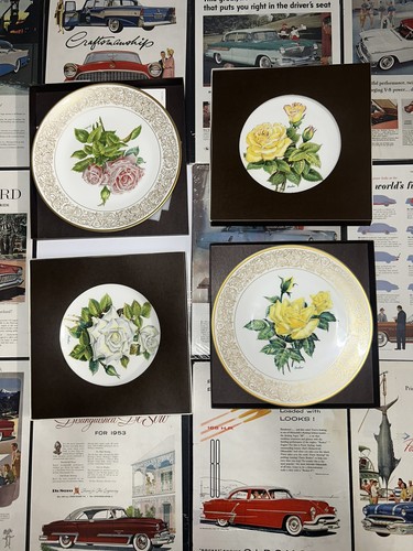 Edward Marshall Boehm Rose Collection, 4-piece artist plate in perfect condition - Picture 2 of 15