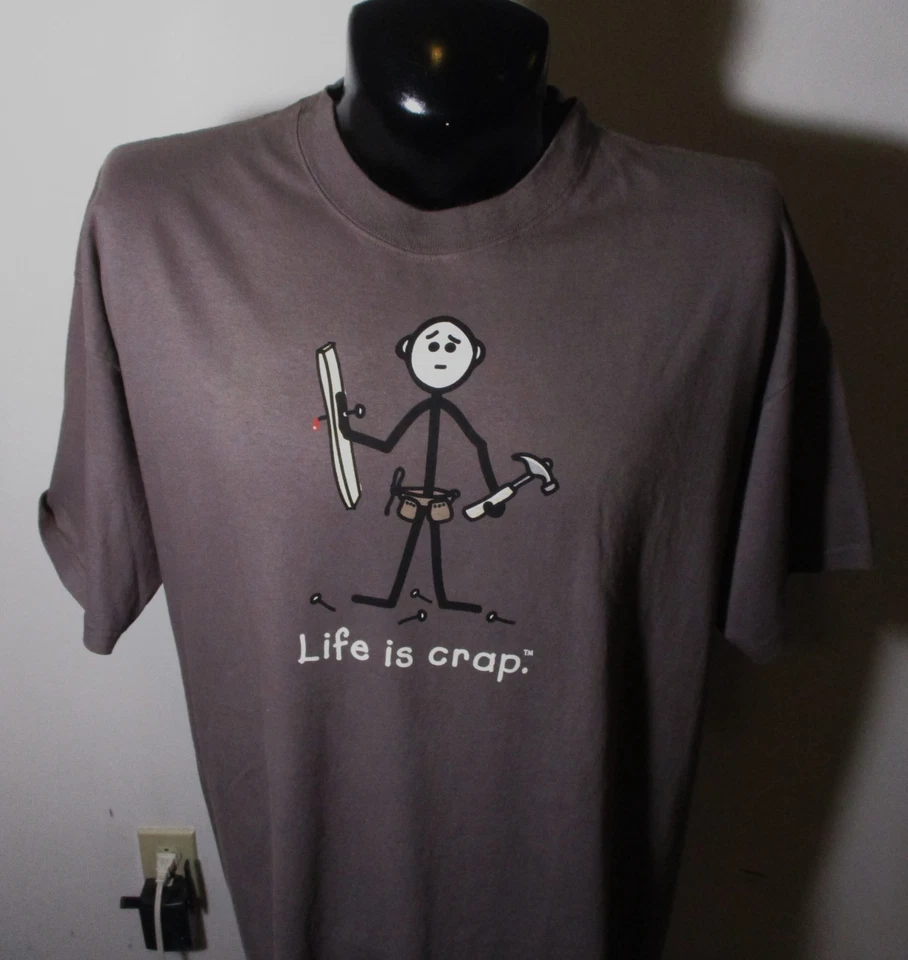 LIFE is CRAP Brown 100% Cotton Short Sleeve T-Shirt Men's Size XXL NWOT - Image 2 of 4