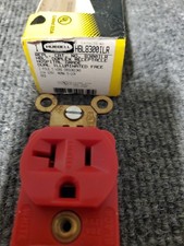 HUBBELL HBL8300ILR Receptacle,Red,20 A,2P3W,Back; Side,1PK 3D290
