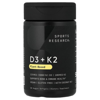 D3 + K2, Plant-Based, 30 Veggie Softgels