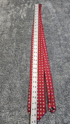 Nordstrom 100% Silk Luxury Designer Mens Tie Made in USA Geometric Red  - Picture 6 of 7