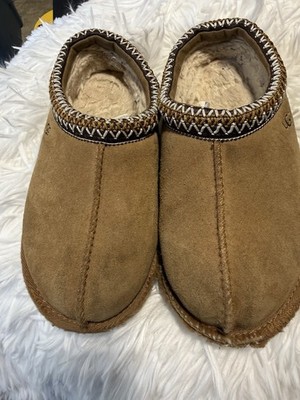 UGG Tazz Chestnut Suede Slip-On Fuax Fur Lined Slippers Shoes Sz 5