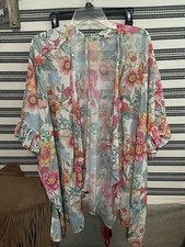Umgee Floral Ruffled Sleeve Kimono Sz M