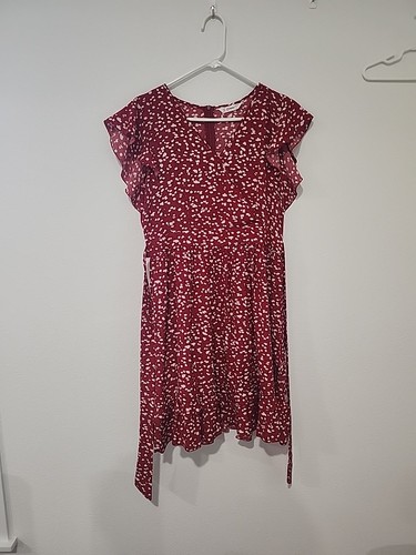 Patpat Womens Large Red Short Sleeve Midi Dress With Tie  - Picture 1 of 9