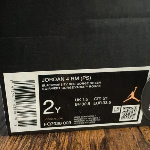 Air Jordan 4 RM Big Kids'Neu (Black/Gorge Green/Varsity Red) Größe 2Y Box beschädigt - Bild 10 von 11