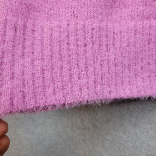 Candace Cameron Bure Womens Sweater Size Small Deep V Neck Button Pink Fuzzy - Picture 5 of 15