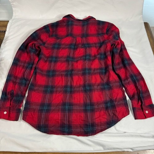 Abercrombie Girls Button-Up Flannel Shirt Red Blue Plaid Size 15/16 Long Sleeve - Picture 4 of 4