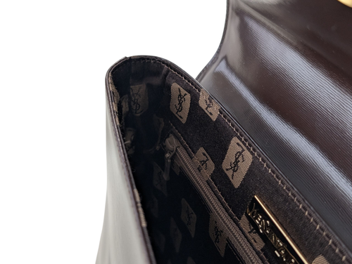 Yves Saint Laurent Handtasche Leder dunkelbraun Vintage YSL - Bild 15 von 24