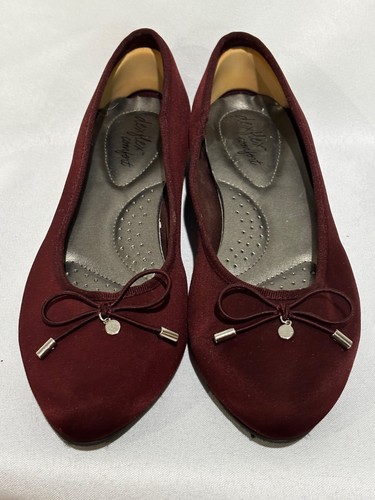Women's Dexflex Comfort Calypso Maroon Fabric Wedge Ballet Flats Shoes sz 8.5 - Picture 2 of 10