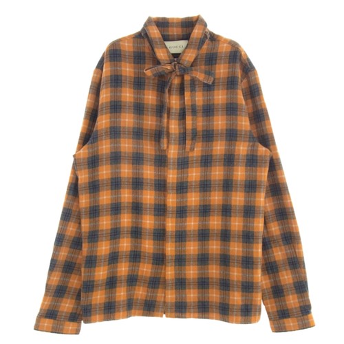 Gucci 401303 Z416C Langarm Karohemd Orange 17 Gebraucht LIFE-0