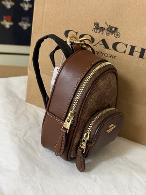 Brand New Coach Mini Court Backpack Bag Charm In Signature Canvas