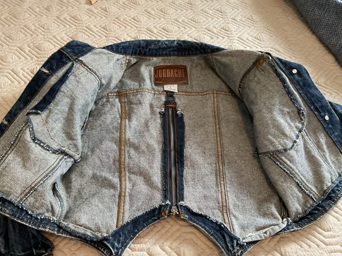 VINTAGE 80s Jordache Jean Jacket Womens M Blue Denim Cropped Bows Acid Wash - 第 4/7 張圖片