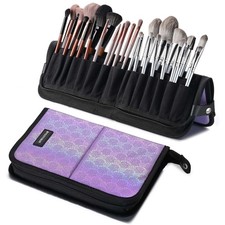 Byootique Makeup Brush Holder Bag Foldable Cosmetic Case ForgetMeNot Purple