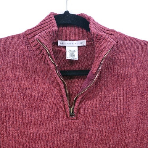 Geoffrey Beene Burgundy Mock Neck 1/4 Zip Knit Pullover Preppy Dad Sweater XL - Picture 11 of 15