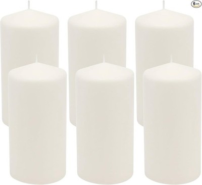 Clean-Burning Smoke-Free Unscented Pillar Candles (6 CT)