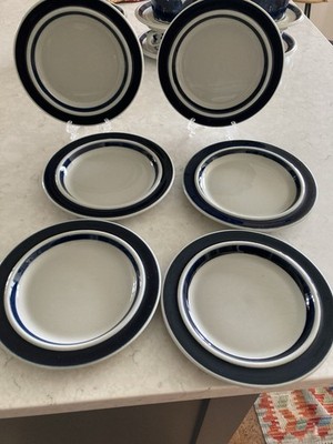 6 Vintage  Arabia of Finland ANEMONE BLUE Salad Plates SET of  Six