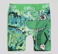 PSD Underwear Youth Boys Small CROC Boxer Briefs Green Crocodile Graffiti 5" NWT