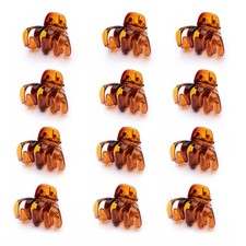 12 Pcs Small Hair Claw Clips 1.2 Inch Plastic Hair Clips for Thin Hair Brown