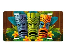 Tiki Man Trio Front License Plate Car Accessory Vanity Plate