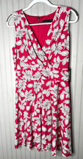 Tommy Hilfiger Dress Womens 12P Pink White Floral Surplice Sleeveless A-Line