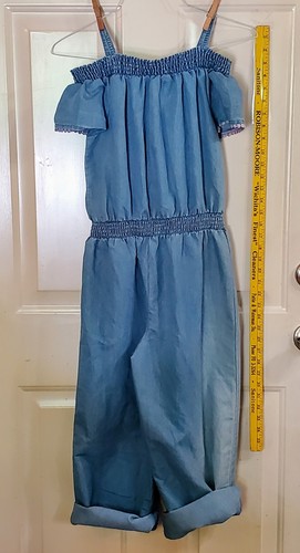 NWT NAUTICA Denim Chambray Jumpsuit Girls Sz L (12-14) Elastic Neckline & Waist - Picture 9 of 11