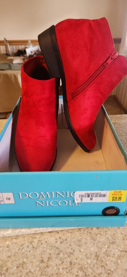 Mujer Botas Rojo Corte Bajo Talla 9m Foto 2 de 2