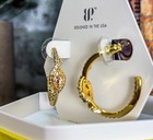 Earrings - Smoky Topaz & Gold - Stunning Bomb Party - Swirling Details - Og Hoop