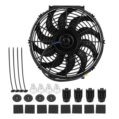 ༝12 Inch Car Slim Push Pull Electric Engine Cooling Fan 12V With Mounting Kit - Afbeelding 8 van 12