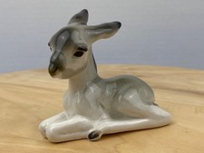 VINTAGE PORCELAIN USSR LOMONOSOV "LYING DOWN DONKEY" FIGURINE 
