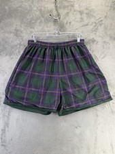 VTG Umbro Reversible Green Plaid USA Made Elastic Drawstring Running Shorts XL
