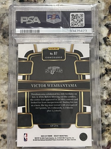 2023-24 Select - Concourse Victor Wembanyama #87 Blue (RC)  PSA 10 Gem Mint!! - Picture 2 of 2