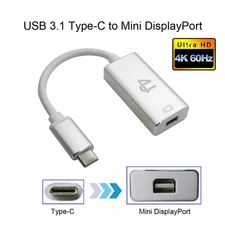 160mm USB C 3.1 Type C Male To Mini Displayport Female Adapter Cable 4K@60Hz