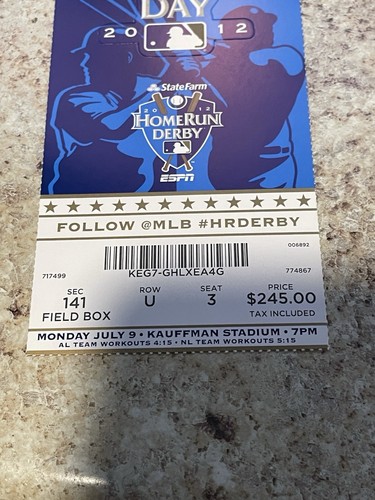 2012 Home Run Derby and Workout Day Full Ticket Kansas City Royals - Picture 3 of 7