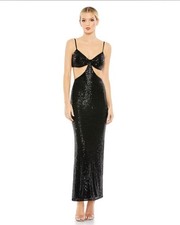 NWT Ieena for Mac Duggal Black Sequin Cut Out Gown Dress 70130, Size 8