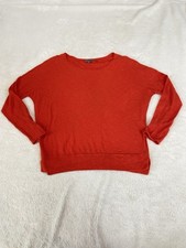 Vince Womens Size Medium Orange Cotton Knit Long Sleeve Pullover Top