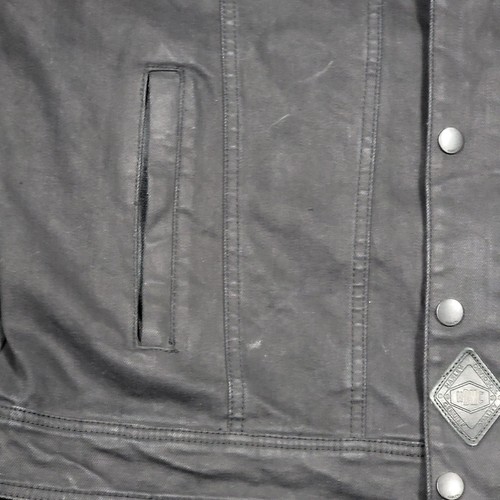 Harley Davidson HDMC Herren schwarz Baumwolle Canvas Knopf & Reißverschluss #1 Weste Gr. Slim XL - Bild 4 von 10