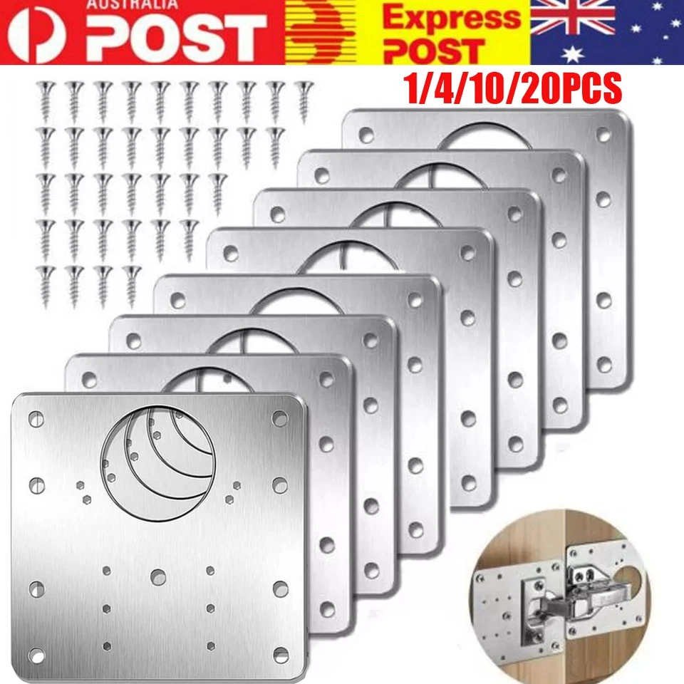 20x Cabinet Hinge Repair Plate Kit Kitchen Door Cupboard Hinge Mounting Plat