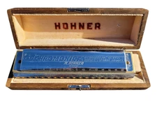 Harmonica M Hohner 64 Chromonika Key of C Harmonica in Wooden Case