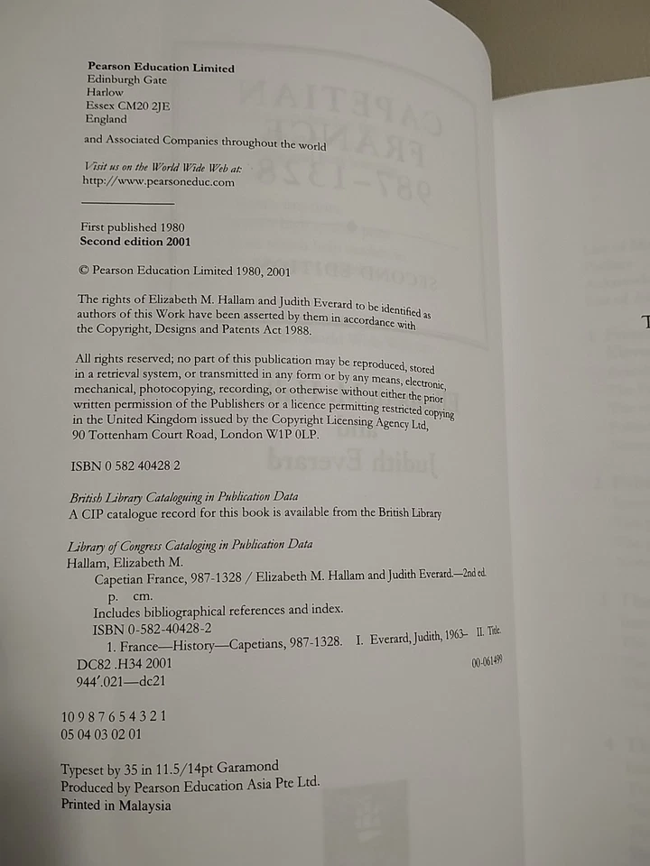 CAPETIAN FRANCE  987-1328 Elizabeth Hallam French  History 2001 PB New Medieval - Image 4 of 4