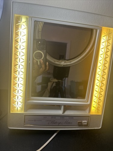 Vintage GE Lighted Makeup Mirror B21M-1 Dual Sided 4 Settings Mid Century MCM - Picture 3 of 9