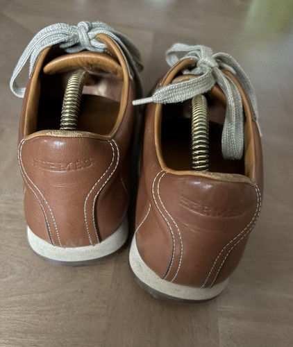 HERMES Zapatillas Hombre Marrón Parte Superior Baja Cuero EU 41.5 US 8.5 - Imagen 4 de 10