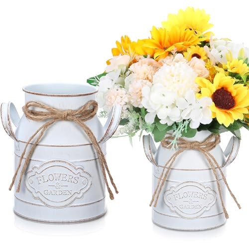 6 Inch Farmhouse Vase Decor Milk Can Vintage Flower Jug Galvanized Metal Vase - Picture 2 of 8