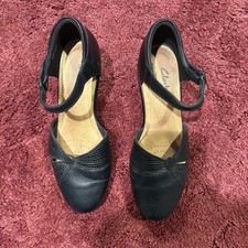 Clark's Collection Women's Emily Rae Black Leather Size 6.5 Pump Ankle Strap